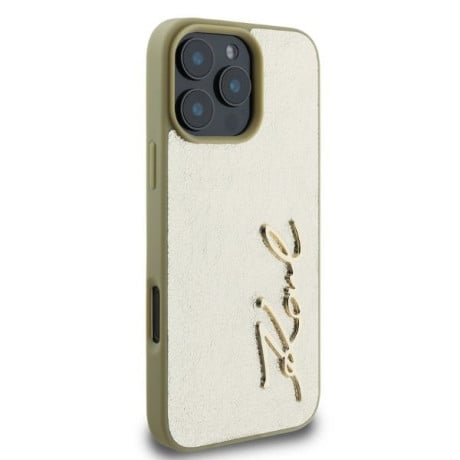 Оригинальный чехол Karl Lagerfeld Metal Signature для iPhone 16 Pro Max - Gold