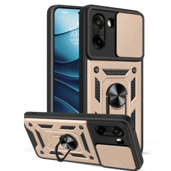 Чохол із шторкою на камеру Sliding Camshield та підставкою на OnePlus Ace 5 Racing / Nord CE5 4G - золотий