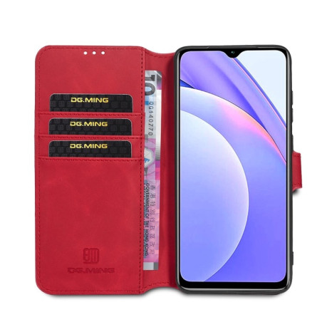 Чехол-книжка DG.MING Retro Oil Side на Xiaomi Redmi 9T/Poco M3 - красный