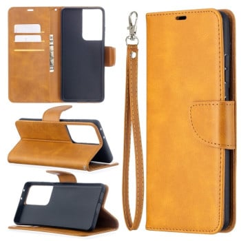 Чохол-книжка Retro Lambskin Texture Samsung Galaxy S21 Ultra - жовтий