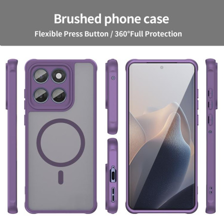 Противоударный чехол Fan Dun Series TPU Hybrid PC Frosted Magsafe для Motorola Edge 60 - фіолетовий