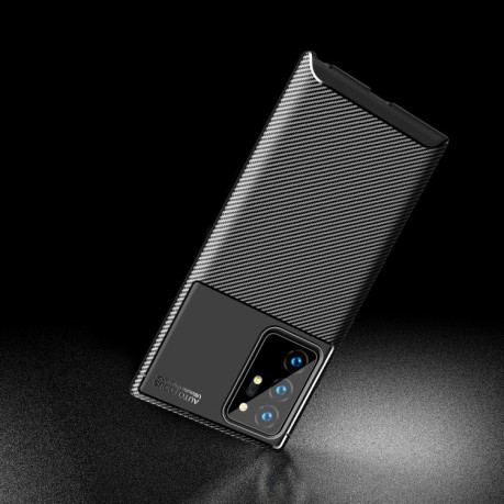 Ударозащитный чехол HMC Carbon Fiber Texture на Samsung Galaxy S21 Ultra - коричневый