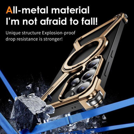 Протиударний чохол Titanium Alloy MagSafe Magnetic Airbag Shockproof для Samsung Galaxy S25 Ultra 5G - Desert Gold