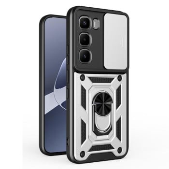 Чохол із шторкою на камеру Sliding Camshield та підставкою для Infinix Hot 60 Pro 4G — сріблястий