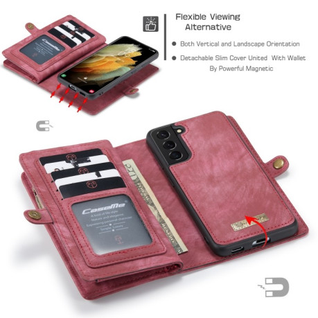 Чохол-гаманець CaseMe 008 Series Zipper Style Samsung Galaxy S21 Plus - червоний