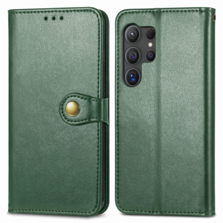 Чехол-книжка Retro Solid Color на Samsung Galaxy S25+ 5G - зеленый