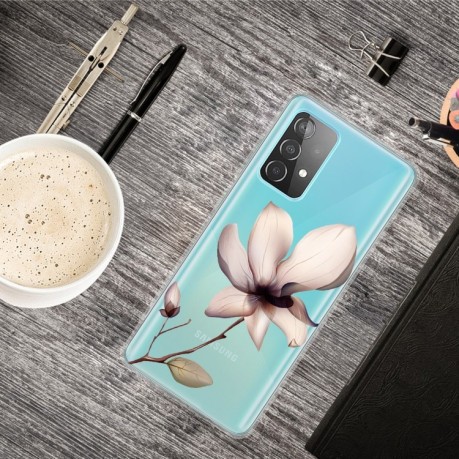 Противоударный чехол Colored Drawing Clear на Samsung Galaxy A52/A52s - A Lotus