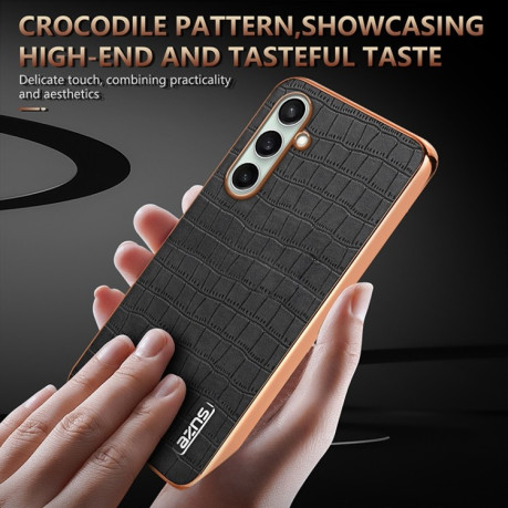 Чехол AZNS Electroplated Frame Crocodile Texture на Samsung Galaxy A36 - белый