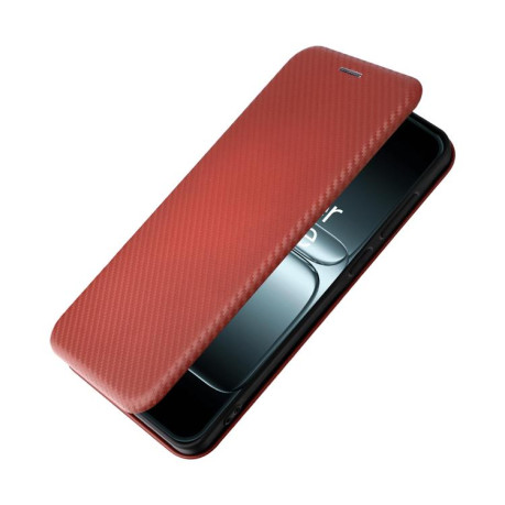 Чехол-книжка Carbon Fibre Texture на OnePlus 13T - коричневий