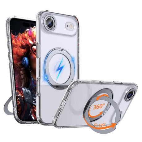 Чехол kalebol с MagSafe и подставкой 360 Metal Ring Holder на iPhone Air - прозрачный