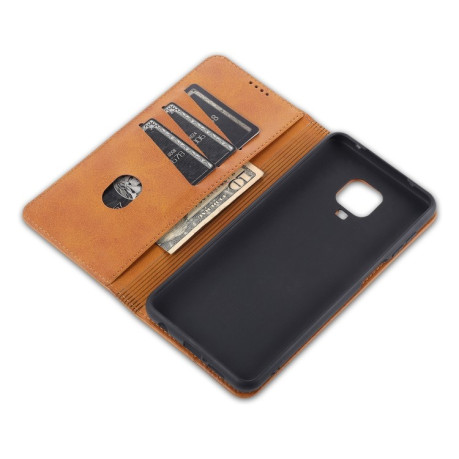 Чехол-книжка AZNS Magnetic Calf на Xiaomi Redmi Note 9 Pro / Note 9s - темно-коричневый