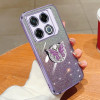 Противоударный чехол Plated Gradient Glitter Butterfly Holder для Infinix GT 20 Pro - фиолетовый