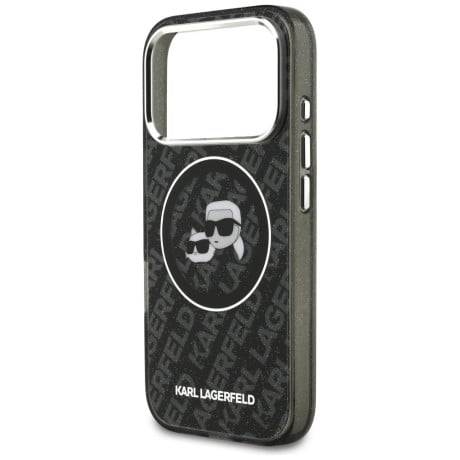 Оригінальний чохол Karl Lagerfeld IML Glitter Karl&amp;Choupette Heads Logo з MagSafe на iPhone 17 Pro - Black