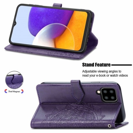 Чохол-книжка Mandala Embossing Pattern Samsung Galaxy M32/A22 4G - фіолетовий