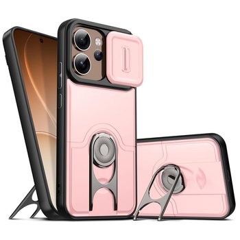 Протиударний чохол Escase зі шторкою камери та обертовим тримачем на OPPO Reno15 Pro 5G Global — рожевий
