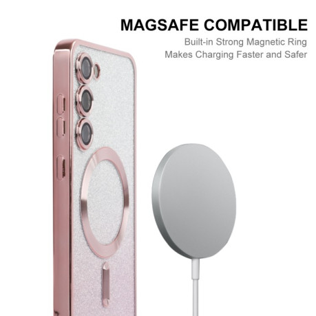 Протиударний чохол ENKAY Hat-Prince Magnetic Glitter Plated для Samsung Galaxy S25+ 5G - рожевий