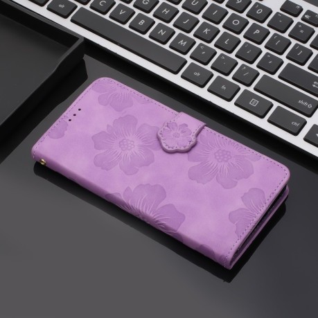 Чохол-книжка Flower Embossing Pattern для Samsung Galaxy A05s - фіолетовий