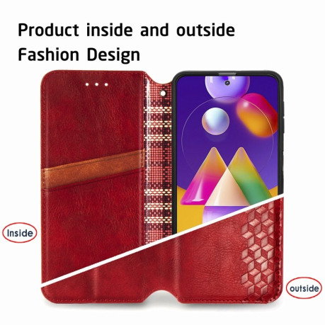 Чехол-книжка Cubic Grid на Samsung Galaxy M31S - красный