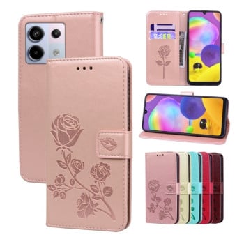 Чохол-книжка Rose Embossed для Xiaomi Redmi Note 14S/ 13 Pro 4G / POCO M6 Pro 4G - рожеве золото