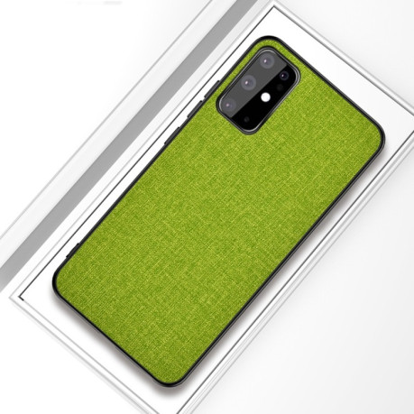 Противоударный чехол Cloth Texture на Samsung Galaxy S20 Plus - зеленый