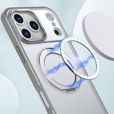 Чехол kalebol с MagSafe и подставкой 360 Metal Ring Holder на iPhone 17 Pro Max - Gray