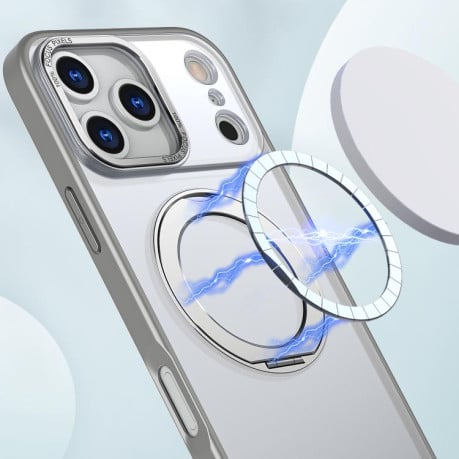 Чехол kalebol с MagSafe и подставкой 360 Metal Ring Holder на iPhone 17 Pro - Gray