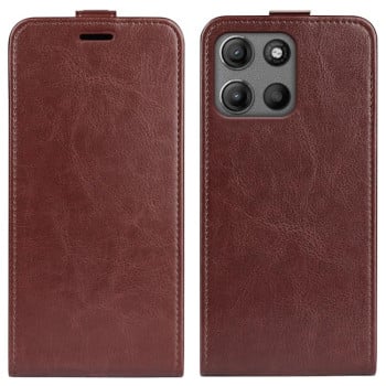 Флип-чехол Vertical Flip Leather Phone Case with Card Slot для Motorola Moto G15 - коричневый