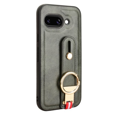 Противоударный чехол Wristband Leather Back для Google Pixel 9a - зеленый