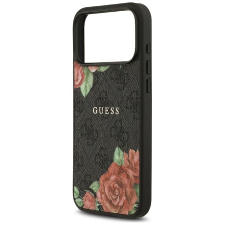 Оригинальный чехол Guess 4G Flowers Print с MagSafe на iPhone 17 Pro - black