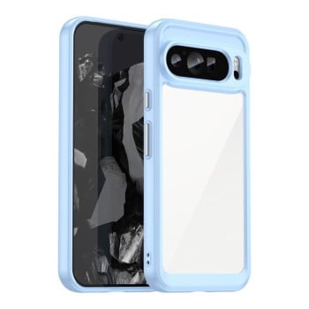 Противоударный чехол  Colorful Acrylic Series с цветной силиконовой боковиной на Google Pixel 9 Pro XL - синий