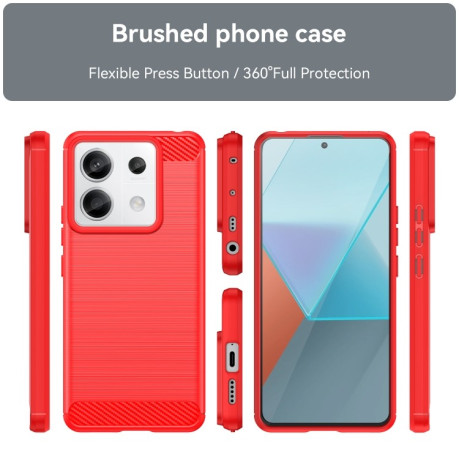 Противоударный чехол Brushed Texture Carbon Fiber на Xiaomi Redmi Note 13 Pro 5G/Poco X6 5G - красный