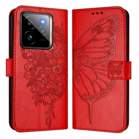 Чехол-книжка Embossed Butterfly для Realme GT7 Pro 5G - красный