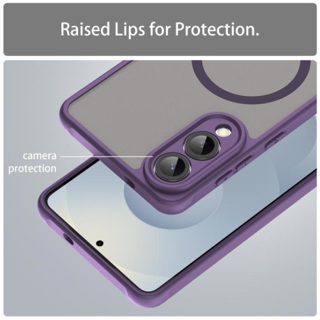 Противоударный чехол Fan Dun Series TPU Hybrid PC Frosted Magsafe для Samsung Galaxy S25 Edge 5G - фиолетовый