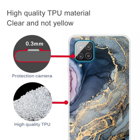 Противоударный чехол Marble Pattern для Samsung Galaxy A12 - Abstract Gold