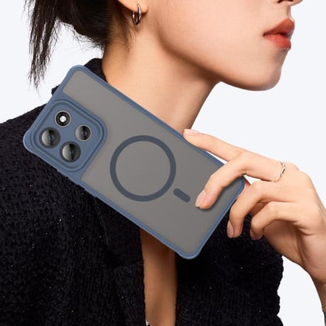 Чехол Fan Dun Series гибрид с Magsafe и защитой камеры на Motorola Moto G86 5G - синий