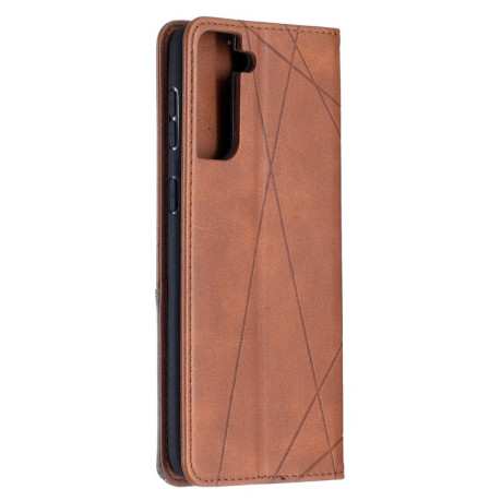 Чехол-книжка Rhombus Texture на Samsung Galaxy S21 Plus - коричневый