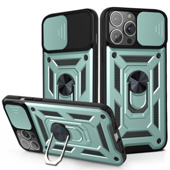 Противоударный чехол Sliding Design для iPhone 13 mini - зеленый