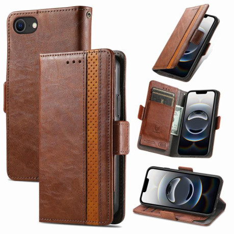 Чохол-книжка CaseNeo Splicing Dual Magnetic Buckle Leather для iPhone 16e - коричневий