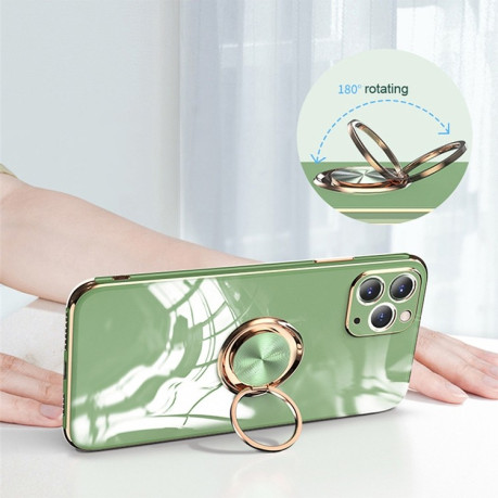 Противоударный чехол 6D Electroplating Full Coverage with Magnetic Ring для iPhone XS / X - бело-золотой