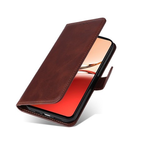 Чехол-книжка Stitching Calf Texture для OPPO Reno12 F/12 FS 4G - коричневый