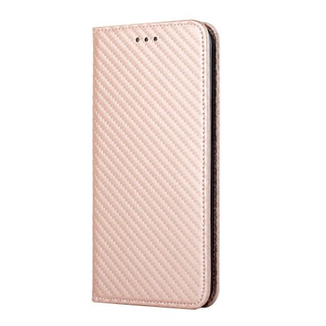 Чохол-книжка Carbon Fiber Texture для Samsung Galaxy S23 FE 5G - рожеве золото