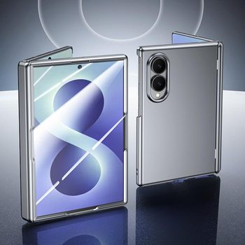 Матовый чехол Escase с защитой шарнира на Samsung Galaxy Fold8 5G — серебристый