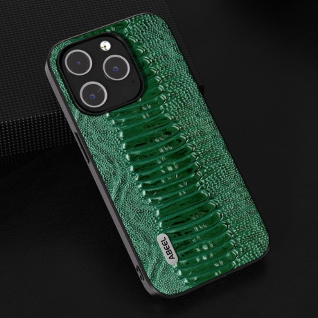 Шкіряний Чохол ABEEL Genuine Leather Weilai Series для iPhone 15 Pro Max - зелений