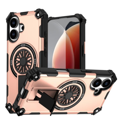 Противоударный чехол Shockproof Kickstand Metallic Shaft MagSafe на iPhone 17 - золото