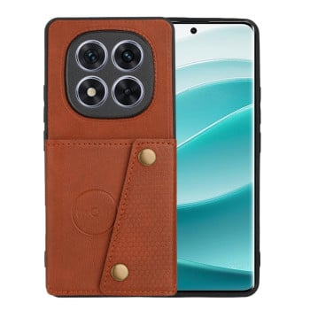 Противоударный чехол Double Buckle для Xiaomi Redmi Note 14 Pro 5G/Poco X7 - коричневый