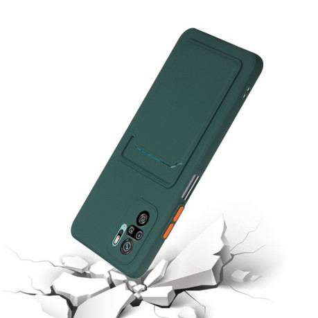 Противоударный чехол Card Slot Design на Xiaomi Poco M3 Pro/Redmi Note 10 5G/10T/11 SE – темно-зеленый