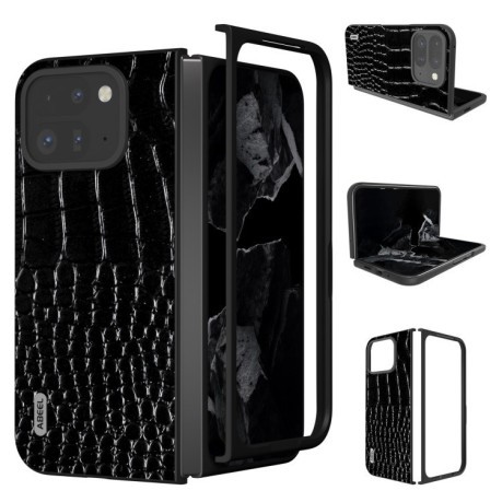 Противоударный чехол ABEEL Crocodile Texture Genuine Leather для Google Pixel 9 Pro Fold - черный