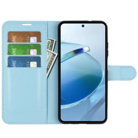 Чехол-книжка с фактурой Litchi и магнитным хлястиком на Xiaomi Redmi 15C 5G / 4G EU 173mm - синий