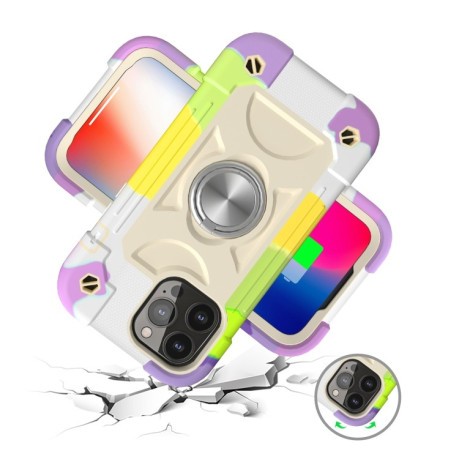 Противоударный чехол Silicone with Dual-Ring Holder для iPhone 13 Pro Max - Colorful Beige