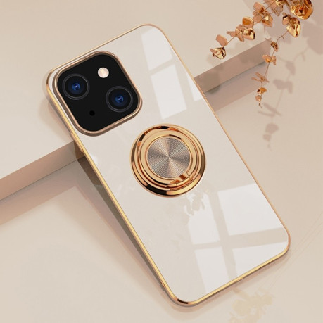 Чехол 6D Electroplating with Magnetic Ring для iPhone 13 - розовый